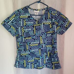 Scrubstar Scrub Top Polka Dots Scrubs Medical Vet Dental Women's XS